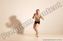 Underwear Martial art Man White Moving poses Slim Short Blond Dynamic poses Academic